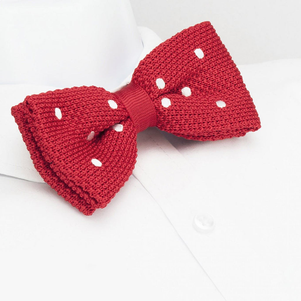 Pre-Tied Red Polka Dot Knitted Bow Tie – The Tie Store