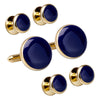 Gold & Navy Enamel Cufflinks and Dress Studs Set