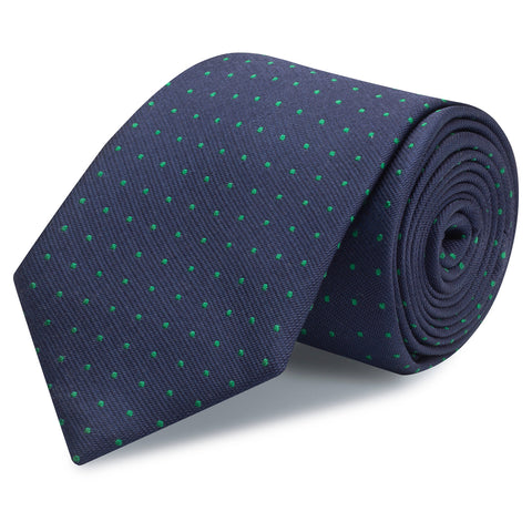 Navy & Green Micro Spot Silk Tie