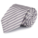 Grey & Silver Striped Woven Silk Tie