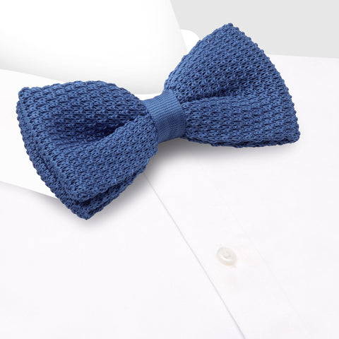 Pre-Tied Blue Knitted Bow Tie