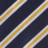 Navy with White and Gold Stripes Silk Tie