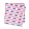 Pink Woven Silk Handkerchief with Blue and White Stripes