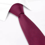 Red & Navy Dogtooth Silk Tie