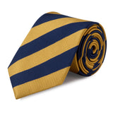 Navy & Yellow Striped Woven Silk Tie