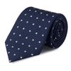 Navy & Silver Flower Spot Silk Tie