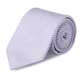 Pastel Lilac & White Thin Stripe Silk Tie