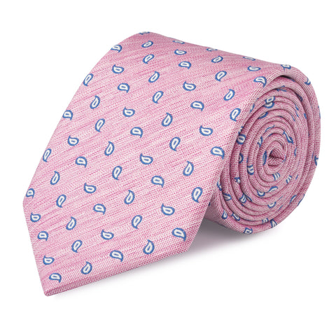 Pink Micro Paisley Woven Silk Tie