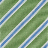 Green with White and Blue Stripes Silk Tie