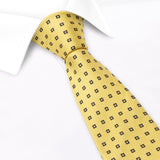 Yellow & Navy Flower Spot Silk Tie