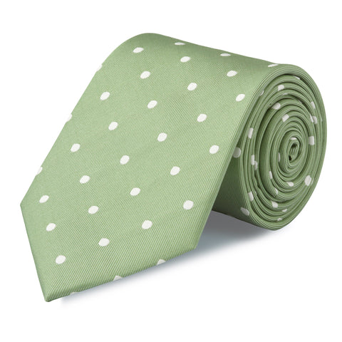 Green Polka Dot Woven Silk Tie