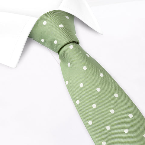 Green Polka Dot Woven Silk Tie