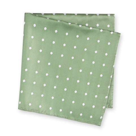 Green Polka Dot Woven Silk Handkerchief