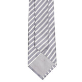 Grey & Silver Striped Woven Silk Tie