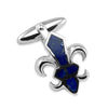 Sterling Silver Fleur De Lys Lapis Cufflinks