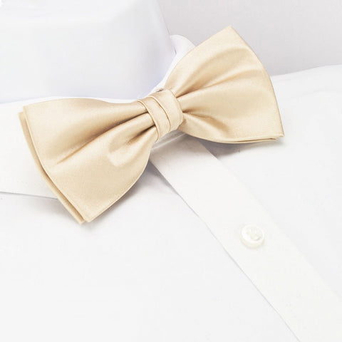 Pre-Tied Plain Ivory Silk Bow Tie