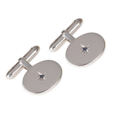 Sterling Silver Sapphire Oval Cufflinks