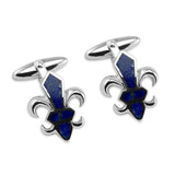 Sterling Silver Fleur De Lys Lapis Cufflinks