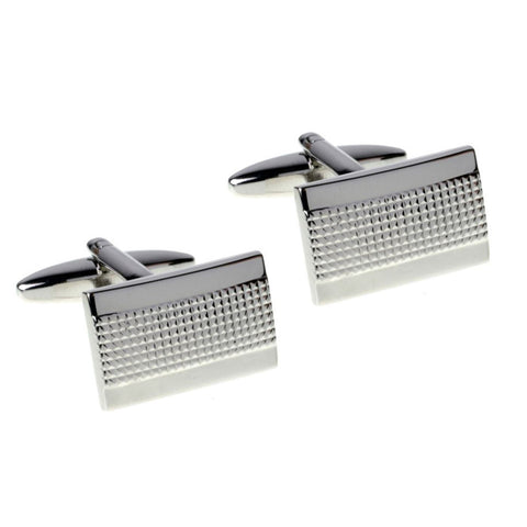 Silver Rectangle Stud Pattern Cufflinks