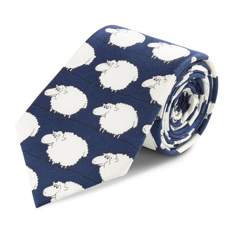 Navy Sheep Silk Tie